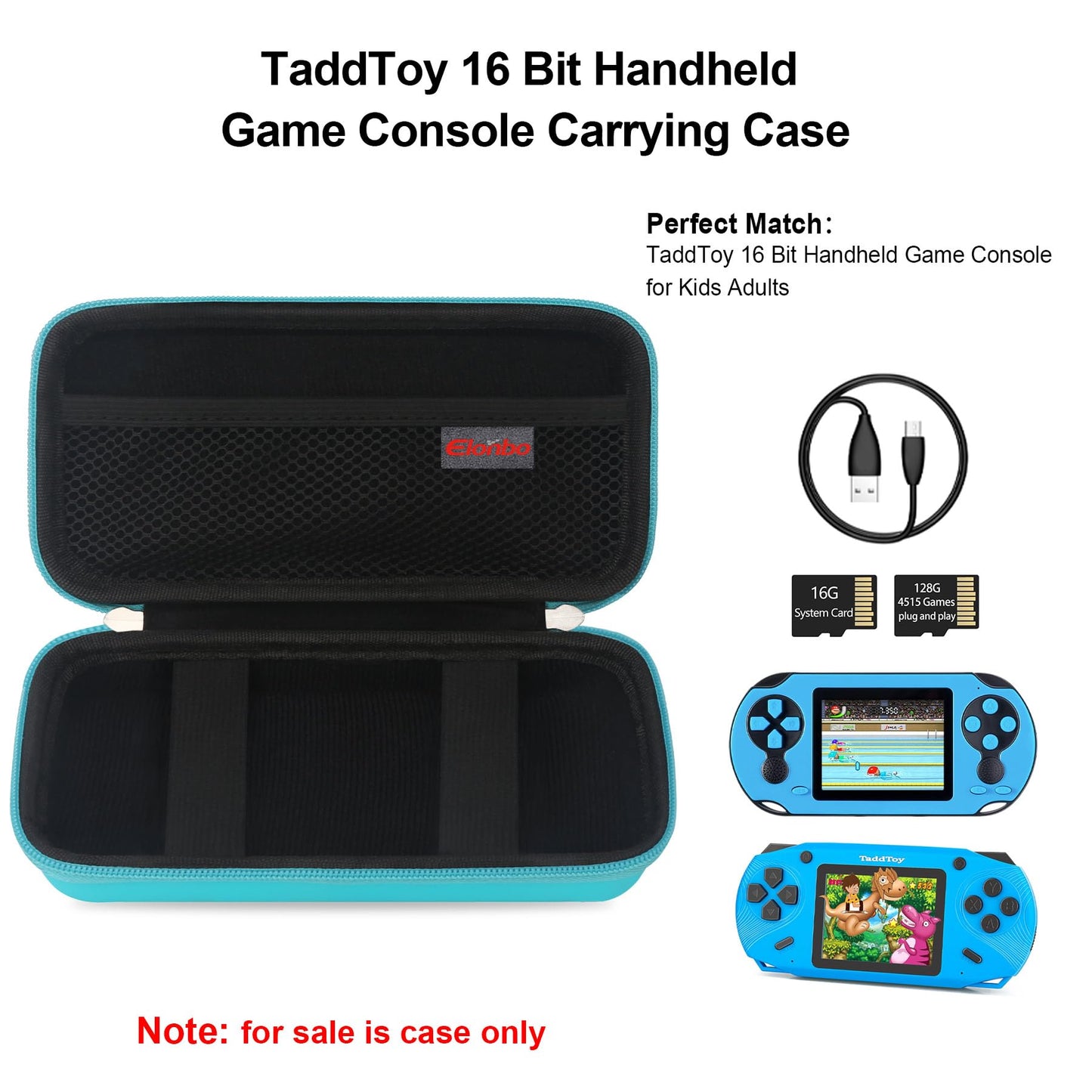 Elonbo Carrying Case Compatible with TaddToy 16 Bit Handheld Game Console for Kids mature-themeds  Classic Retro Video Games Travel Storage Cover Bag  Portable Electronic Game Player Organizer Holder  Green