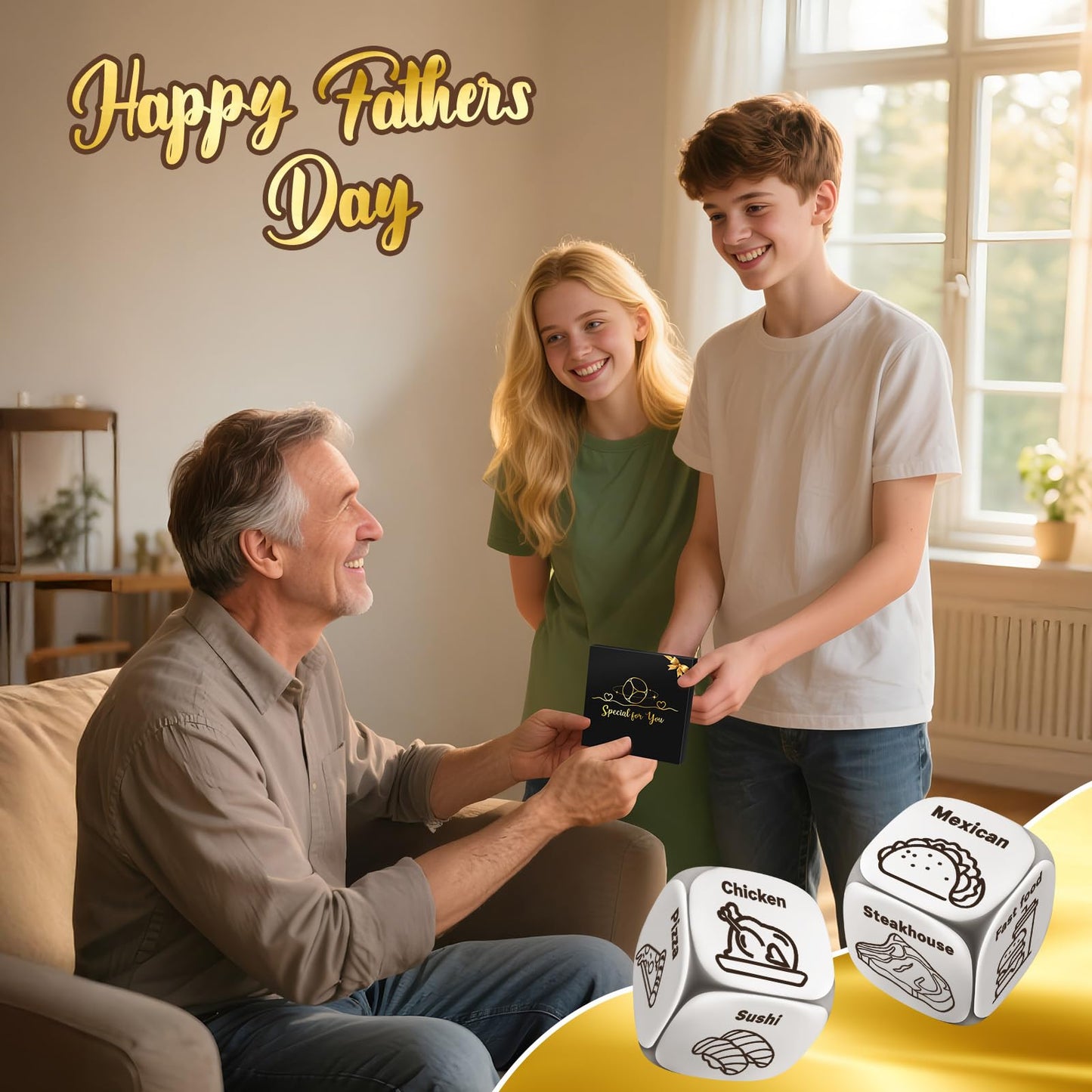 Fathers Day Dad Gifts Baskets From Daughter Son Wife, Gifts For Men Him Her, Couple Gifts For Boyfriend, Winzwon Food Dice Anniv