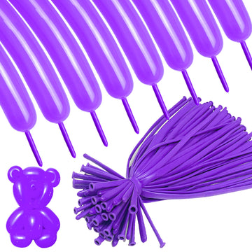 Purple 260 Long Balloons 100 Pack Purple Modeling Long Magic Balloons Thickening Latex Twisting Diy Animal Balloon For Birthday