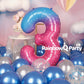 Rainbowq Number 3 Balloon 40 Inch For Boy Or Girl Big Starry 0-9 Foil Mylar Large 3 Number Balloon Happy 3Rd Birthday Party Anni
