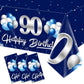 Turypaty 3 Packs 90Th Birthday Tablecloth Decoration For Men, Blue Silver Happy 90Th Birthday Table Cover Party Supplies, Ninety