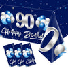 Turypaty 3 Packs 90Th Birthday Tablecloth Decoration For Men, Blue Silver Happy 90Th Birthday Table Cover Party Supplies, Ninety
