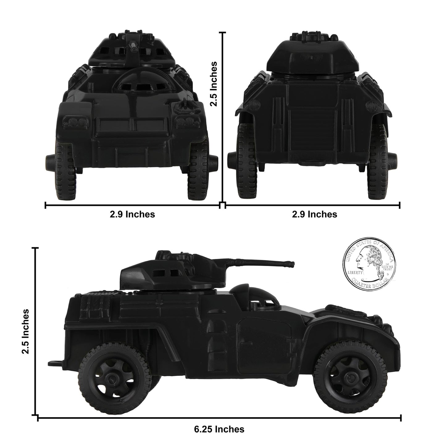 TimMee RECON PATROL Armored Cars - Black Plastic Army Men Scout Vehicles