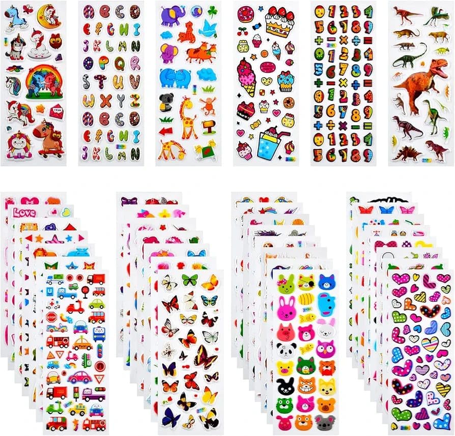 Craft and Toys Cartoon Puffy 3D PVC Cute Mix Stickers Funny for Kids On Gifts (50 Sheet),Birthday Return Gift for Kids(S109)