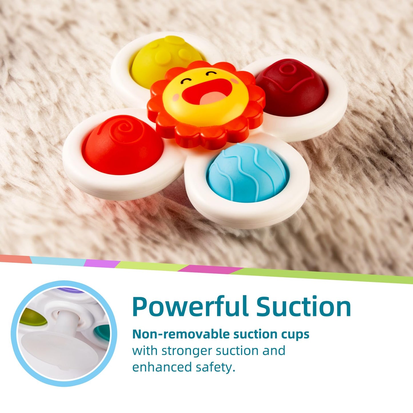 Likee Strong Suction Cup Fidget Spinnerz Sensory Bath Toys For Baby 6 12 18 Months Airplane Car Travel Table & Window Toys For 1 2 Year Old Toddler Boys And Girls (Farm)