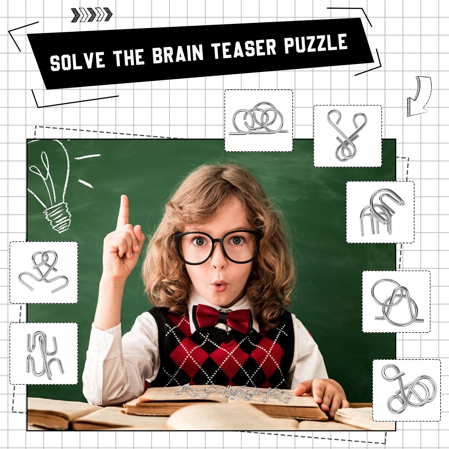 Yilloog Metal Brain Teaser Puzzles Set of 36 with Pouch  Steel IQ Games Physics Mind Metal Puzzles for mature-themeds Basket Stocking Stuffers for Boys Girls mature-themeds Challenge Gifts (Classic)