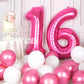 Suwen 40 Inch Hot Pink Large 16 Number Balloons Big Foil Helium Number Balloons 0-9 Jumbo Happy 16Th Mylar Birthday Party Decora