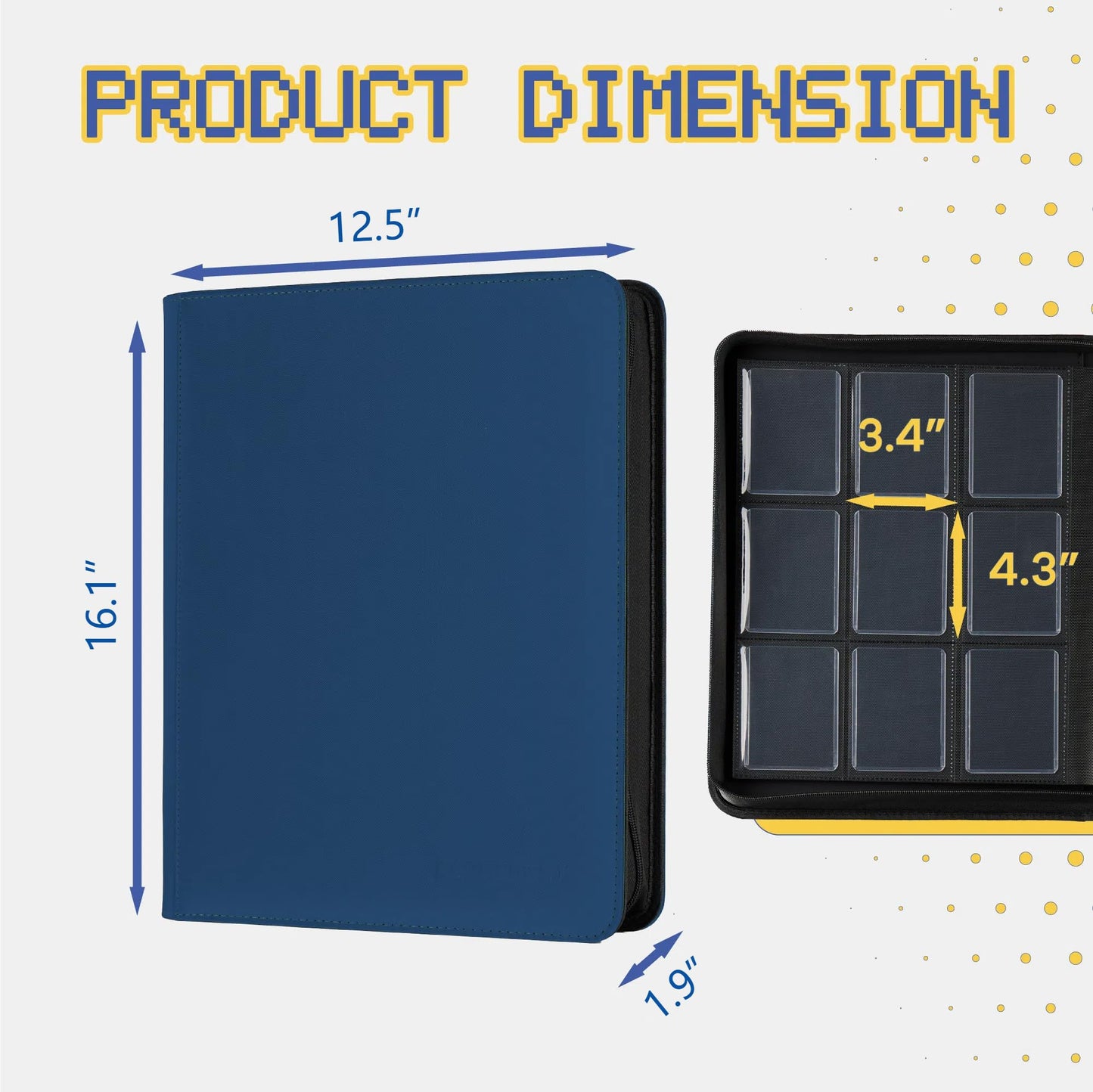 9-Pocket Toploader Binder  Clovecat enhanced Card Book  Holds 252 Trading Card with 20 Removable Top-loader Sleeves PU Card Holder Folders Card Album for MTG  TCG  Yugioh  Game & Sports Cards(Blue)