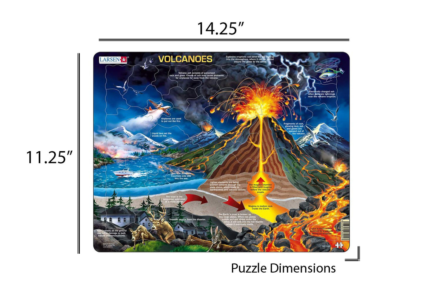Larsen Puzzles Volcanoes 70 Piece Children'S Educational Jigsaw Puzzle