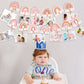 Laumoi 13 Pcs Rainbow First Birthday Photo Supplies Rainbow Baby Monthly Milestone Photo Banner Pink Garland from Newborn to 12