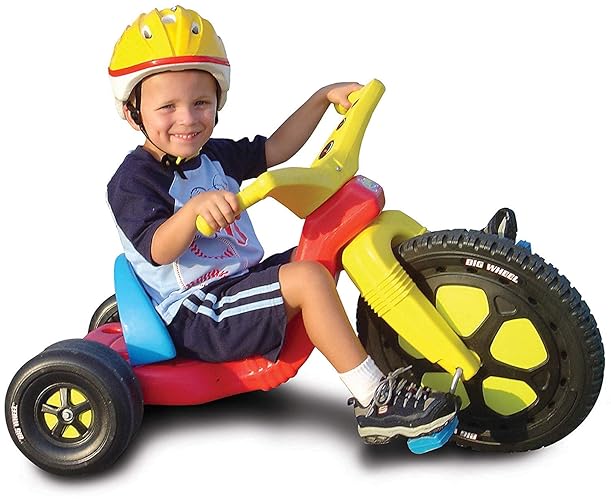 The Original Big Wheel Giant 16" Tricycle - Blue/Yellow/Red, 3-Position Seat, Kid Powered, Ages 3-8, Model 19053