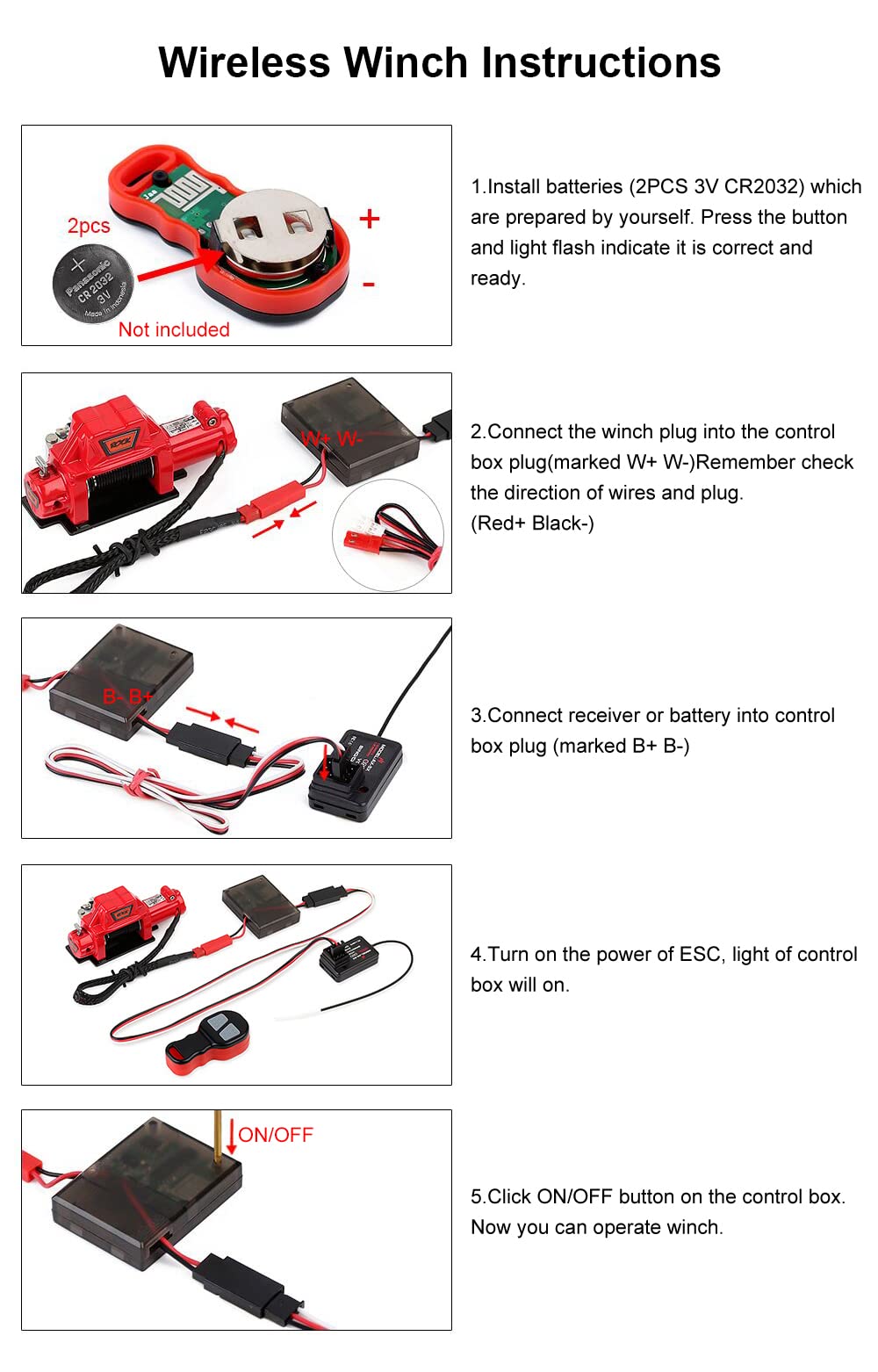 INJORA Metal Automatic Winch Wireless Remote Controller System for 1:10 RC Crawler Car Axial SCX10 90046 TRX4 Redcat (Black)