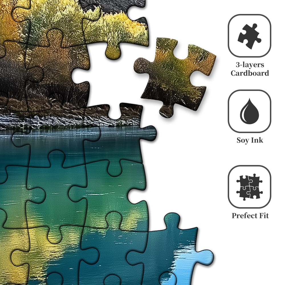 1000 Piece Jigsaw Puzzle for mature-themeds - Canyon River Fall Landscape Nature Scene  Turquoise Lake Mountain Puzzle  Challenging Relaxing Game  enhanced Recycled Gift for mature-themeds Teens