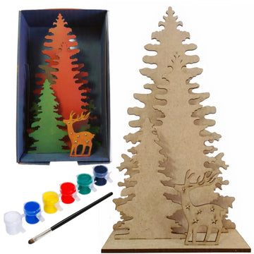 Bagji Toys Diy Wooden Christmas Tree Painting Kit For Kids & Adults | PreCut Wooden Xmas Tree Dcor | Includes 6 WaterBased Col