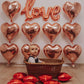 Lovoir 10 Pcs Rose Gold Heart Shape Foil Mylar Balloons 18 Inch Love Balloons For Valentine'S Day Birthday Party Decorations Wed