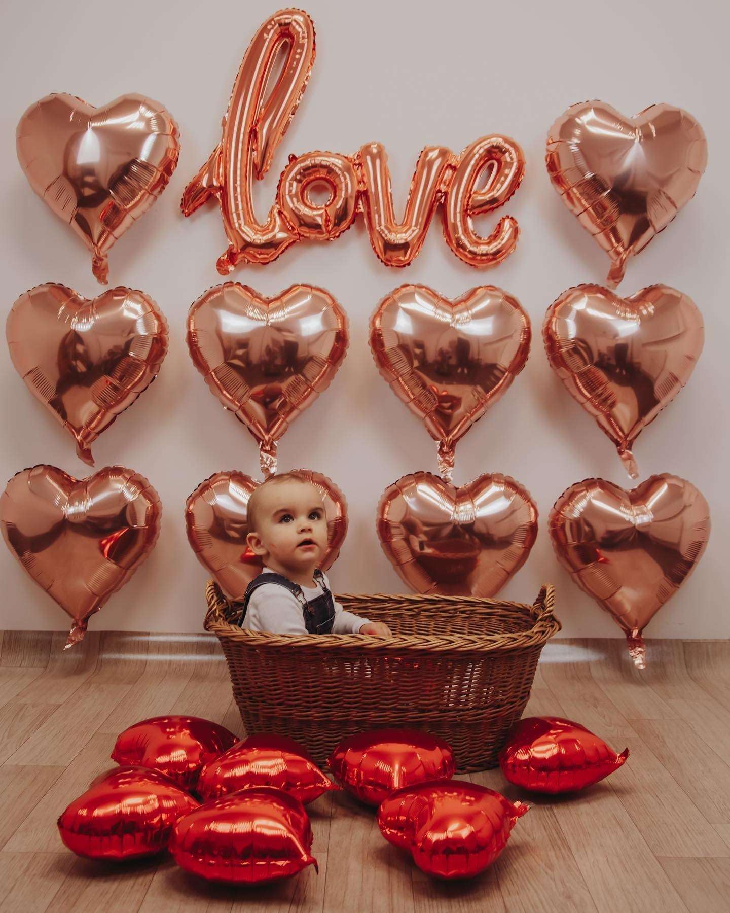 Lovoir 10 Pcs Rose Gold Heart Shape Foil Mylar Balloons 18 Inch Love Balloons For Valentine'S Day Birthday Party Decorations Wed