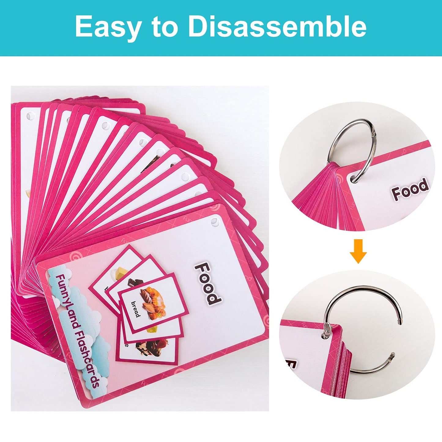 Lilias Food Flash Cards, Toddler Learning Toys, Preschool Learning Toys, Homeschool Supplies, Learning Supplies For Kindergarten, 4.3 X 3.14 Inch, 35 Cards In Set