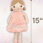 Linzy Personalized 15 Soft Plush Light Pink Emily Rag Doll with Embroidered Name - My First Rag Doll for Girls  Mueca de Trapo Personalizada  Customized Snuggle Toy for Kids