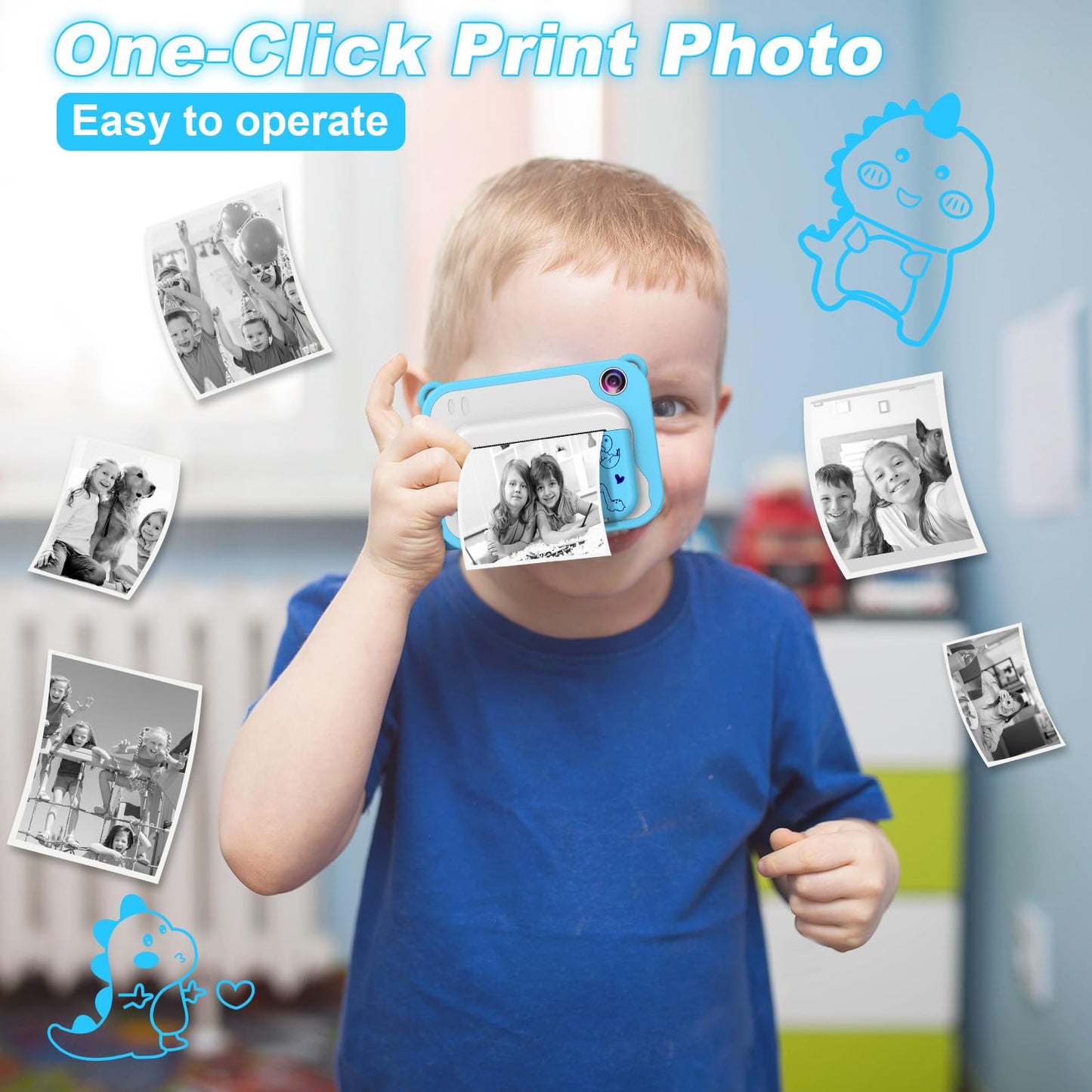Kids Camera Toddler Camera, Kids Digital Camera Instant Print, 1080P Video Camera For Kids With 32Gb Sd Card, Childrens Toy Came