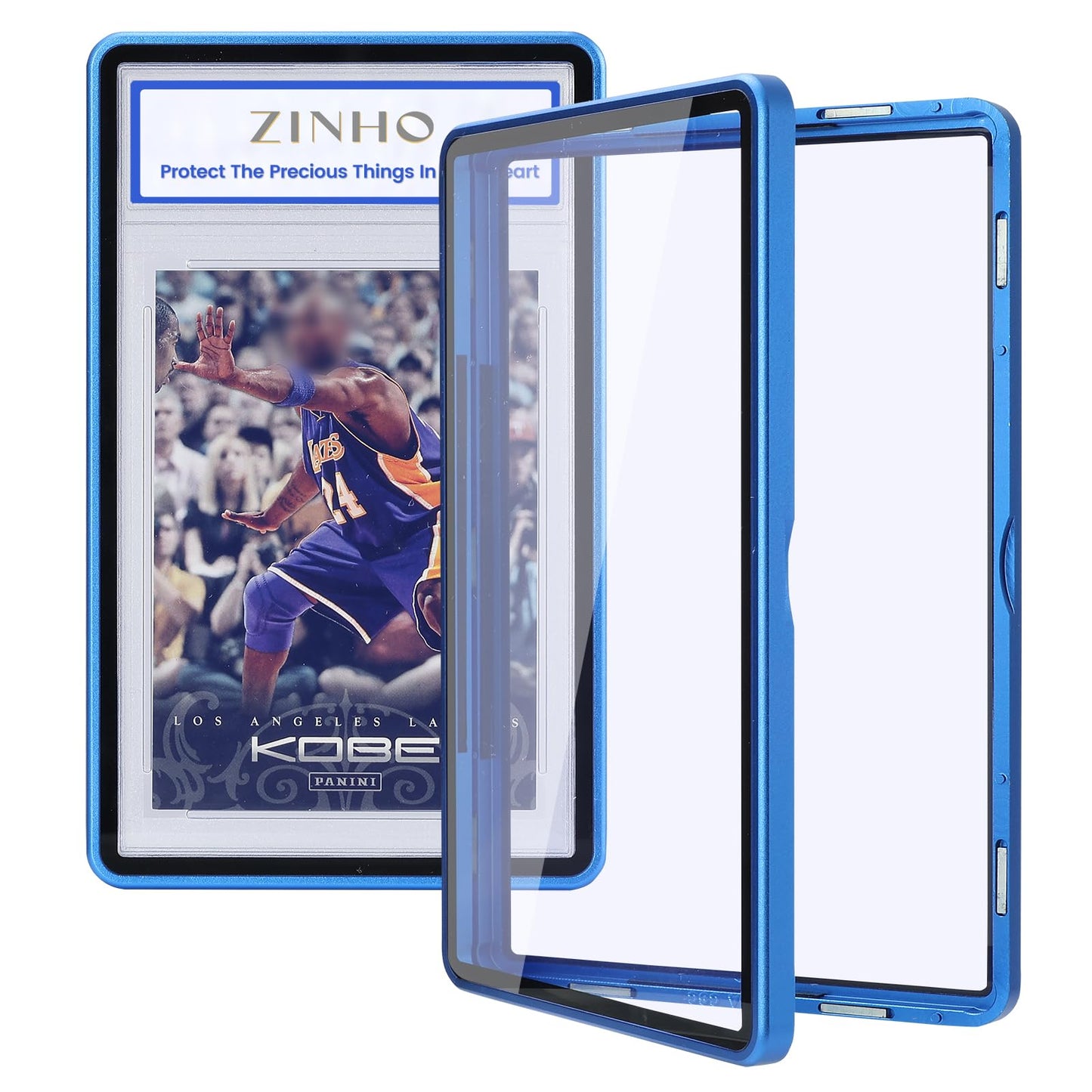 ZINHO Graded Card Case Magnetic Aluminum Alloy Slab Protector Display Case Fits 35PT PSA/CGC/CSG Cards, UV Protection (Blue)