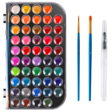 Watercolor Paint, 48 Colors Washable Watercolor Paint Set With A Brush A Refillable Water Brush Pen And Palette, Non-Toxic Water Color Paints Sets For Kids Adults Artists Children Students Beginner