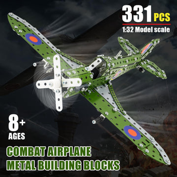 Bestymxy Model Airplane, Erector Set 1:32 Scale Airplane Model Metal Toys, Stem Projects For Kids Ages 8-12, Diy Education Airpl