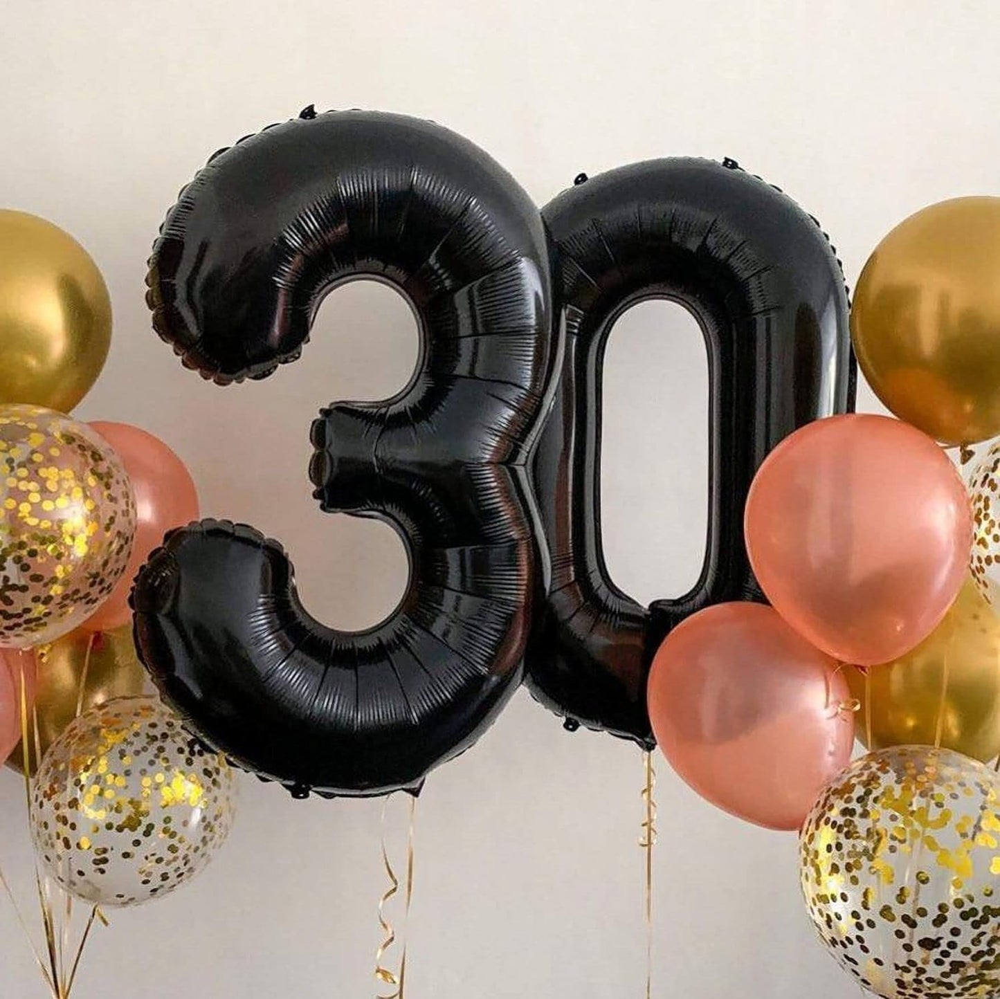 Paticool 30 Number Balloon Black,40 Inch Large 30 Number Foil Mylar Balloons For 30Th Birthday Party Celebration Decorations Sup