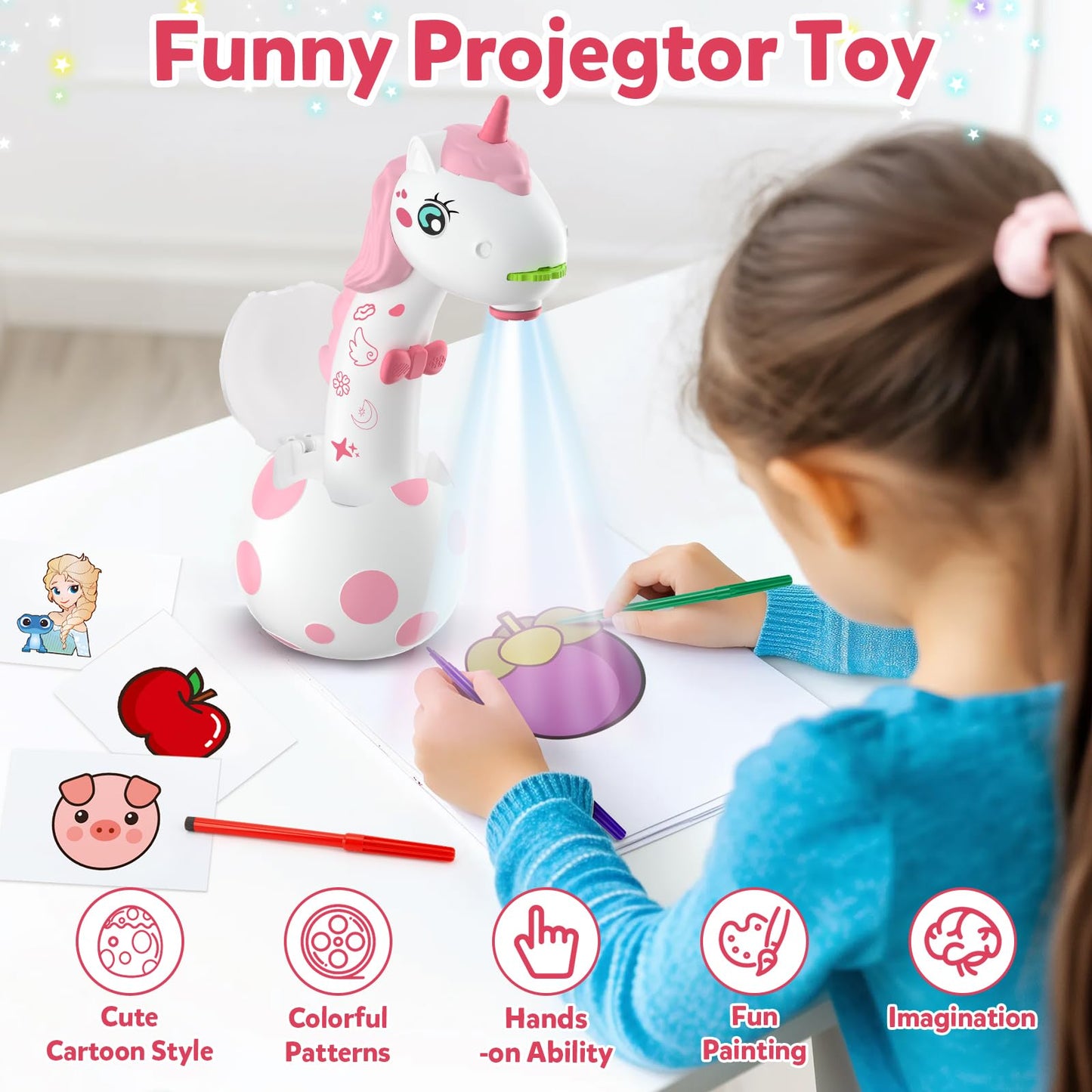 KETIEE Unicorn Drawing Projector Toys for Ages 5-7: Smart Art Sketcher Tracing and Drawing Projector for Kids with Cute Unicorn