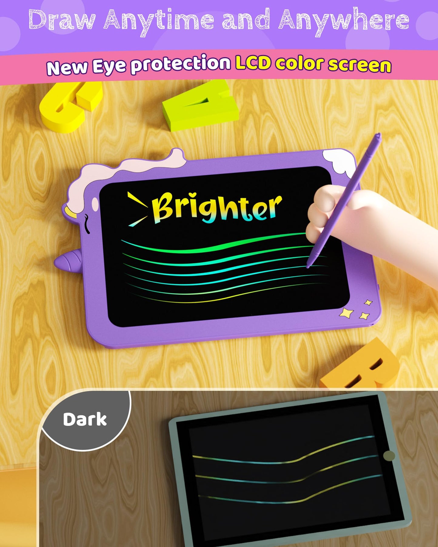 TEKFUN Birthday Gifts for Girls, 8.5inch Doodle Board, LCD Writing Tablet for Kids, Writing Pad Drawing Tablet, Travel Toys for