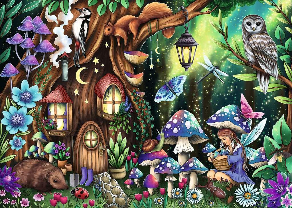 Ravensburger 1000 Pieces Puzzle - In The Fairy Land, Cardboard, Yellow, Model 12000786, Fantasy Puzzle for Ages 14+