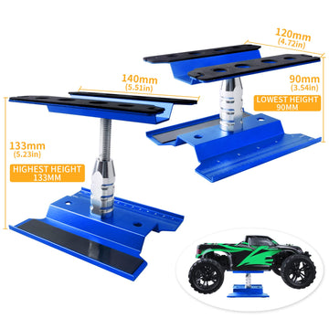 Aluminum Alloy RC Car Repair Work Stand Hobby Tool Set 360 Degree Rotation Lift/Lower and RC Screws Kit Repair Tool Box for 1/8