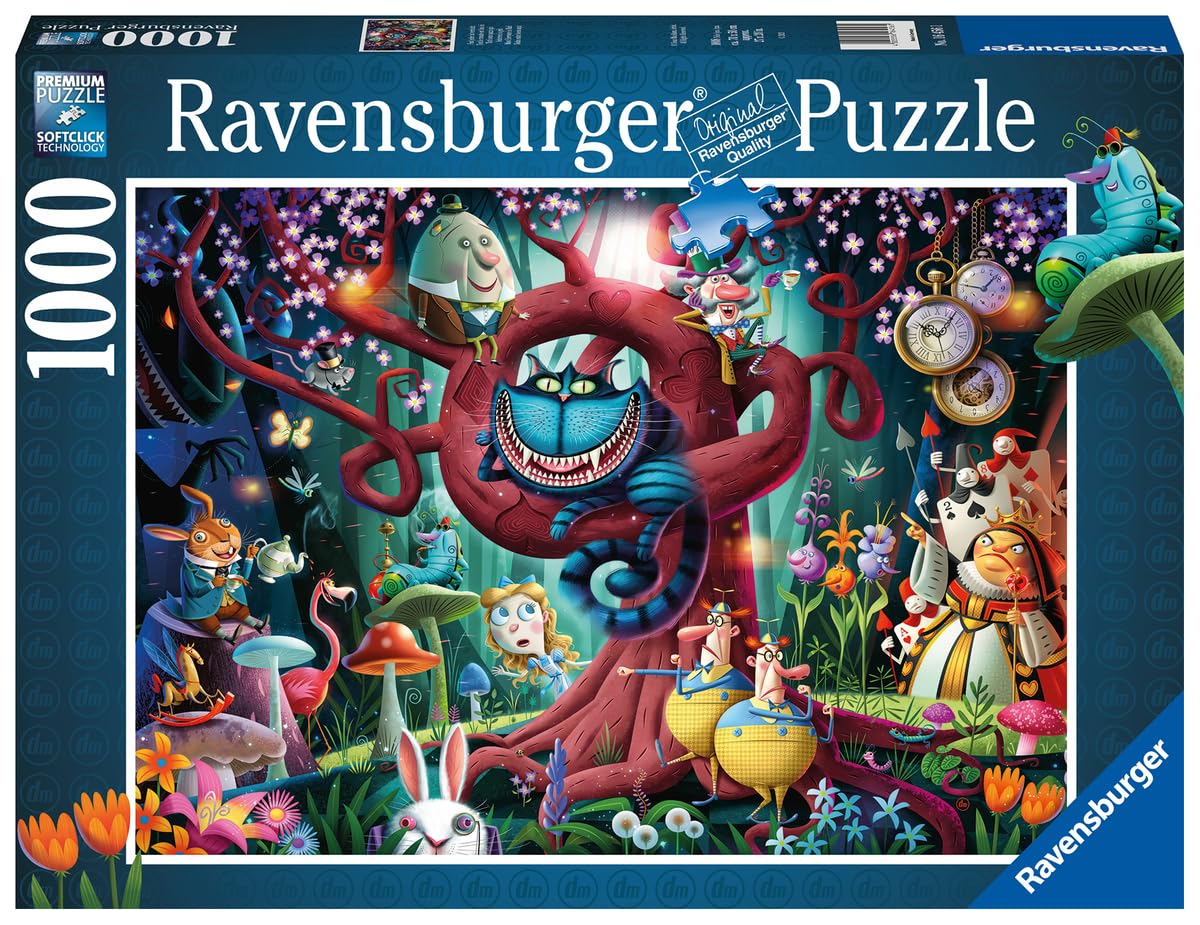 Ravensburger Most Everyone is Mad 1000 Piece Puzzle | Unique Alice in Wonderland Theme | Quality Softclick Technology Ensures Ideal for mature-themeds and Family | Sustainable Forestry Practices