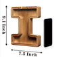 Aorcmitn Large Wooden Letter Coin Personalized Piggy Bank For Boys Girls Kids Toddler Adults Money Bank Best Gift For Friends (9.2 Inch-I)