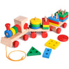 Fun Little Toys Stacking Train, Shape Sorter Wooden Toys(23 Pcs), Sorting & Stacking Toys For Toddler 3, Montessori Toys For 3 Year Old Boy Girl Gifts, Kids Wooden Train Toy