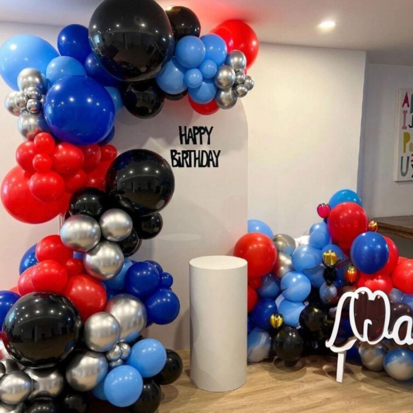 Funhot Red And Blue Balloons, 60 Pcs Red Black Blue Balloons, 12 Inch Metallic Silver Latex Balloons Helium Blue Red Confetti Ba