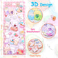 Shangrla Puffy Stickers With Sparkly Gem Embellishment For Kids Girl -Cute,Kawaii,Soft,Thick,Large Japanese Puff Sticker For Adults –3D Squishies Puffer Sticker For Phone Case,Notebook,6 Sheets.