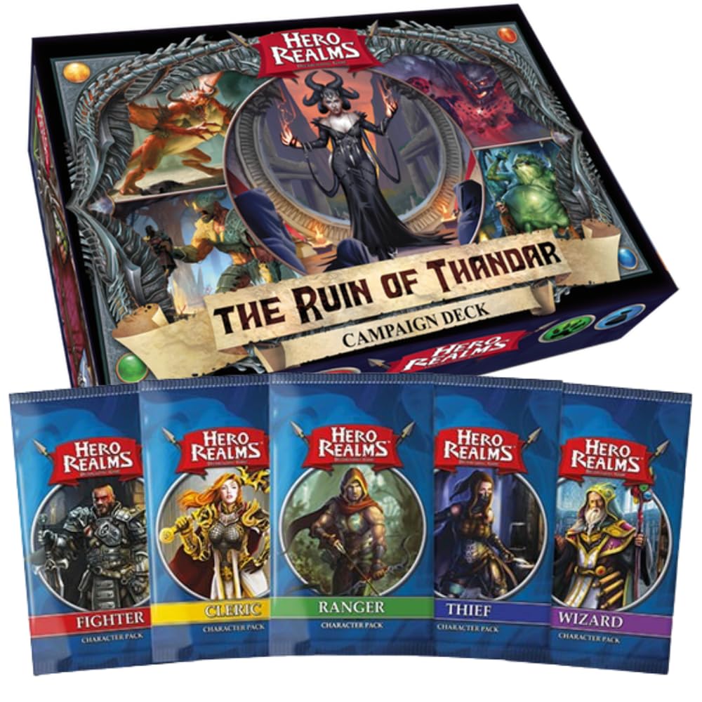 Hero Realms Hero Realms Bundle - Ruin of Thandar + 6 Character Packs, Small, Gold, Cardstock, Model WWG501-506