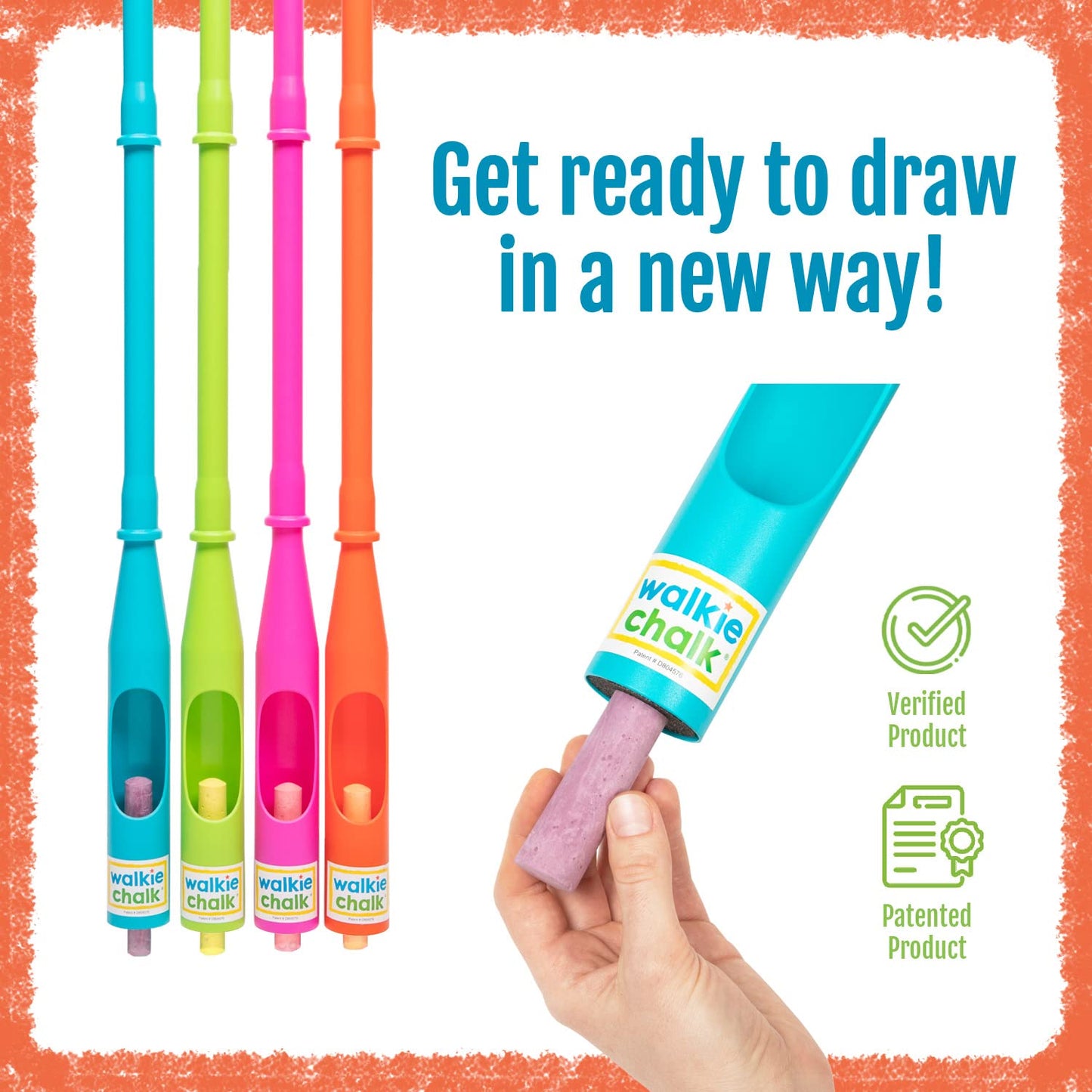 Walkie Chalk Stand-Up Sidewalk Chalk Holder, (Teal), Creative Outdoor Toys For Kids And Adults Including 2X Chalks, Street Art & Playground Supplies, Accessible Fun For Everyone