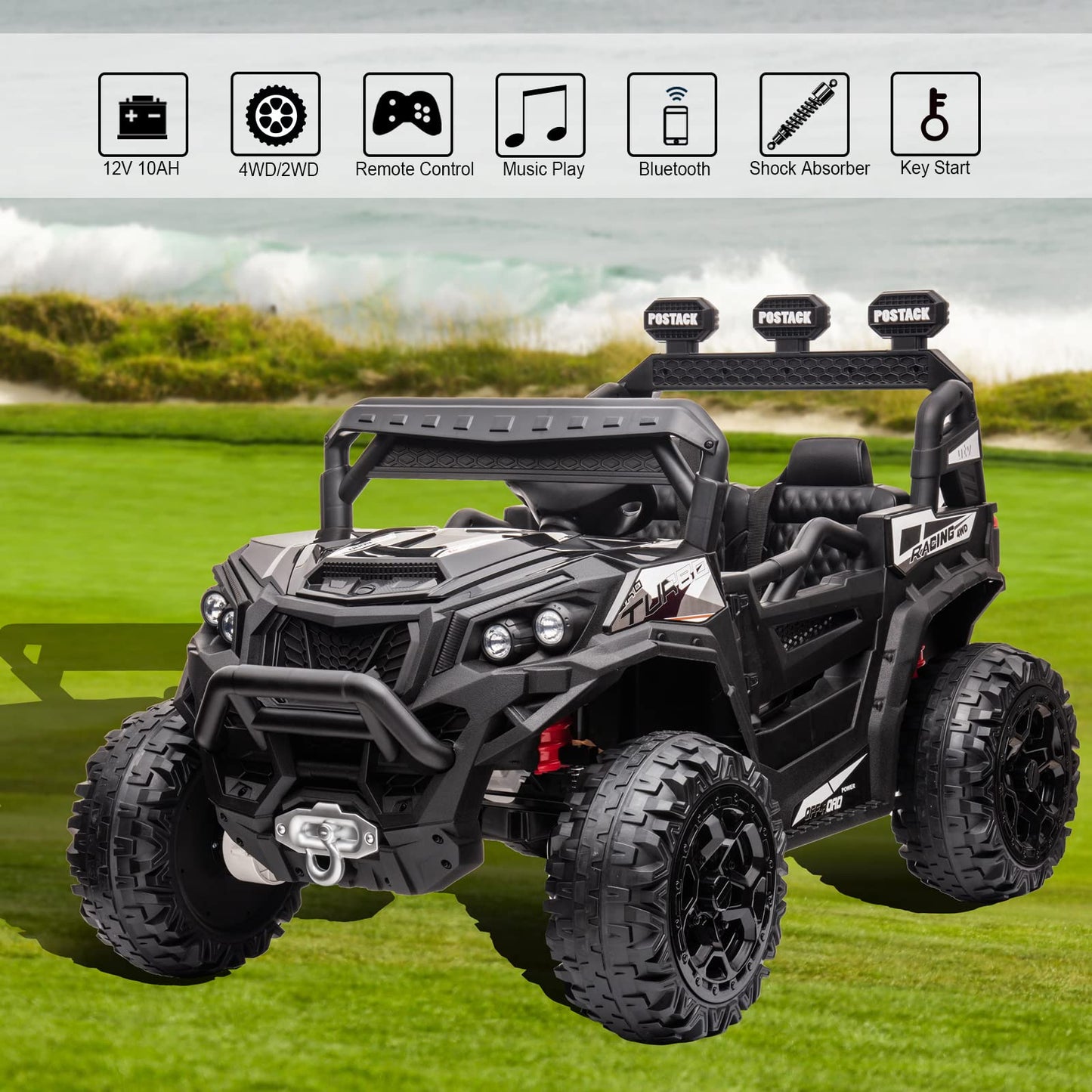 Nitoess 4X4 Kids Ride On Car With Remote Control, 24V Battery Powered Ride On Truck 4Wd/2Wd Switchable Electric Car For Kids Rid