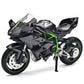 RZAPE Die Cast Motorcycle Model 1/12 Scale Motorcycle for Kawasaki Ninja H2R,Kawasaki H2R Toy Motorcycles Front Wheel Can Be Ste