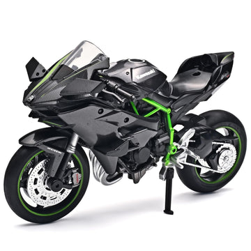 RZAPE Die Cast Motorcycle Model 1/12 Scale Motorcycle for Kawasaki Ninja H2R,Kawasaki H2R Toy Motorcycles Front Wheel Can Be Ste