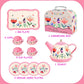 Fairy Toona Floral Tea Party Set for Little Girls Ages 3-6, 15-Piece Pretend Play Kitchen Toys with Teapot, Cups, Plates & Stora