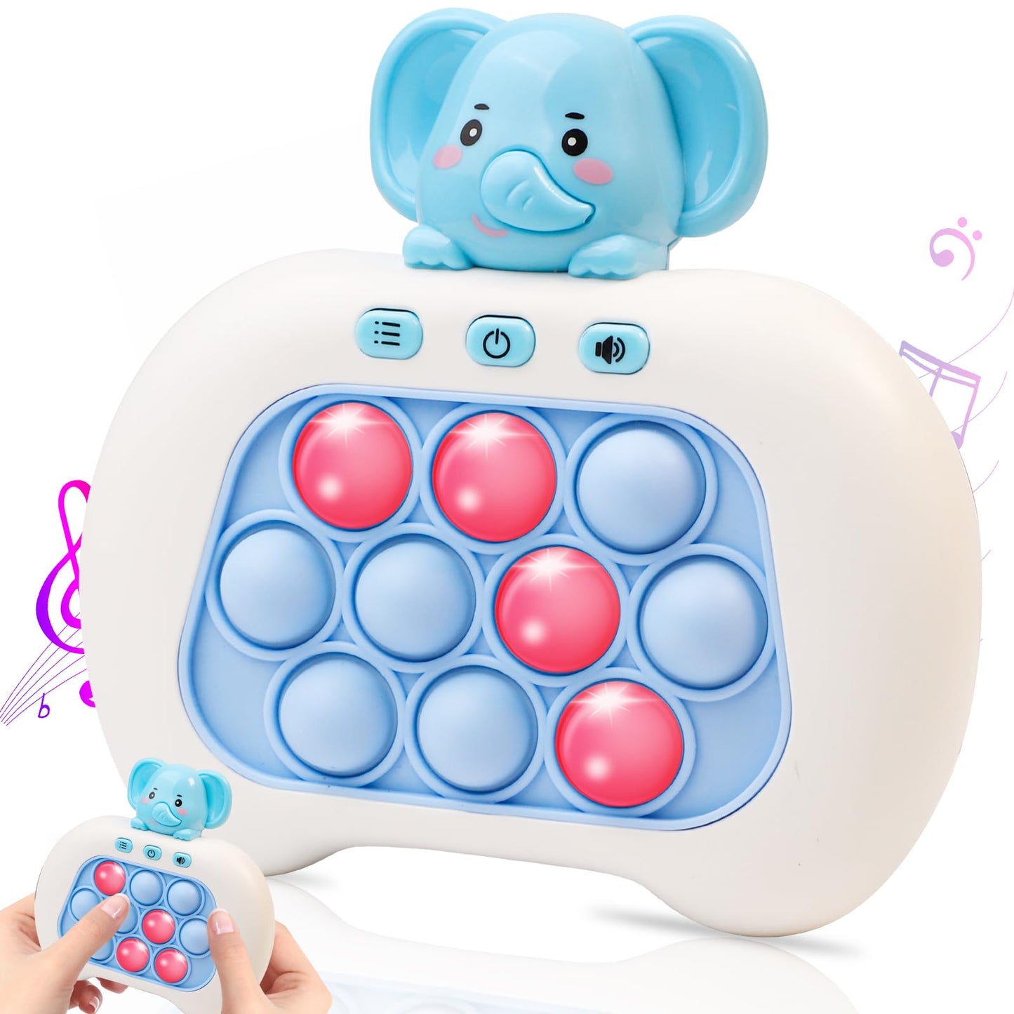 THINHOUS Fast Push Game Light up Toy - Electric Fidget Pop Handheld Games with Music, Quick Push Bubble Toys Birthday Toys for K
