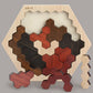 Wooden Blocks Puzzle Brain Teasers Toy Large Wooden Hexagon Puzzle For Kids Adults Tangram Brain Teaser Puzzles Geometry Logic Iq Games Stem Montessori Educational Gift For Kids (Cellular Brown)
