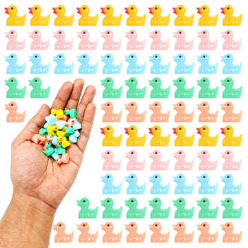 Jada 100 Pieces Mini Resin Duck, Multicolor Mini Ducks For Kids Baby Shower, Miniature Figures Micro Fairy Garden Landscape Aquarium Dollhouse Ornament, Tiny Ducks For Decorations (Multicolor)
