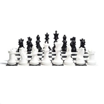 Megachess Large Premium Chess Pieces Complete Set With 16 Inch Tall King - Black And White