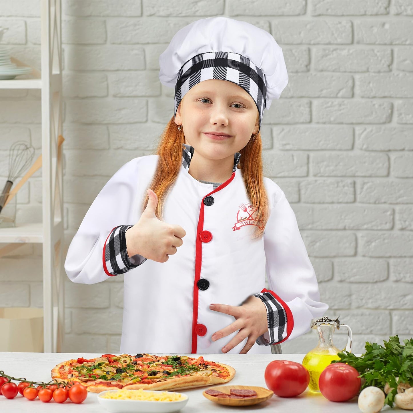 Haysandy 3 Pieces Halloween Kids Chef Costume Role Play Chef Costume With Hat For Boys And Girls(2Xlarge)