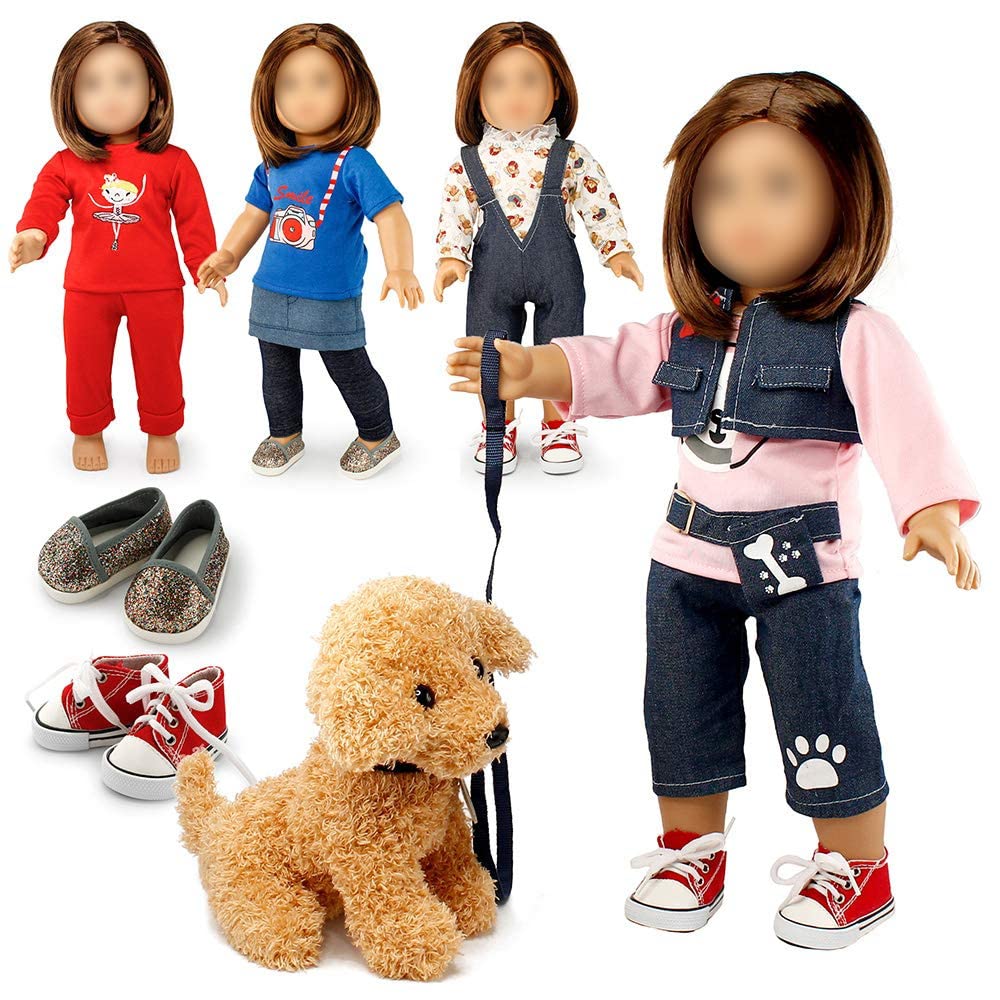 Oct17 Doll Clothes For American Girl 18    Inch Dolls Wardrobe Makeover Outift Dog Puppy Casual Wear Bundle