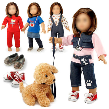 Oct17 Doll Clothes For American Girl 18    Inch Dolls Wardrobe Makeover Outift Dog Puppy Casual Wear Bundle
