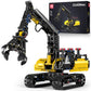 Mould King Crawler Hydraulic Wood Grabber Building Sets, 17077 Engineering Excavator Model Kit, Air Pumps Construction Set, MOC 